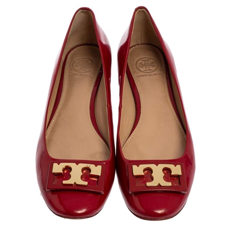 Pre Owned Tory Burch Red Patent Leather Gigi Pumps Size 37