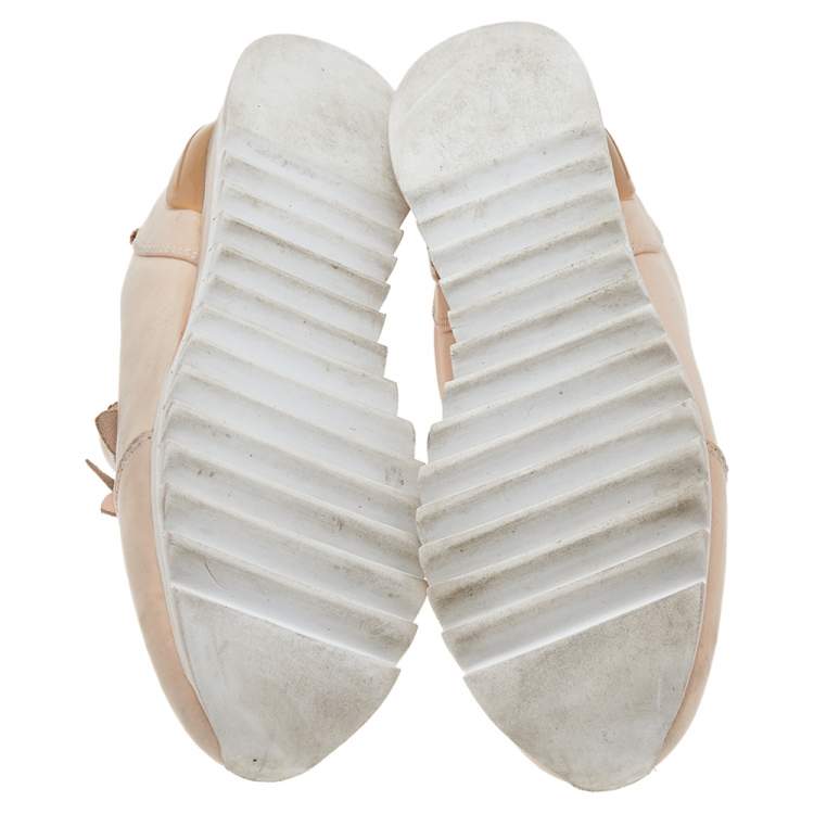Pre Owned Tory Burch Pink Neoprene and Leather Blossom Floral Applique Slip On Sneakers Size 37