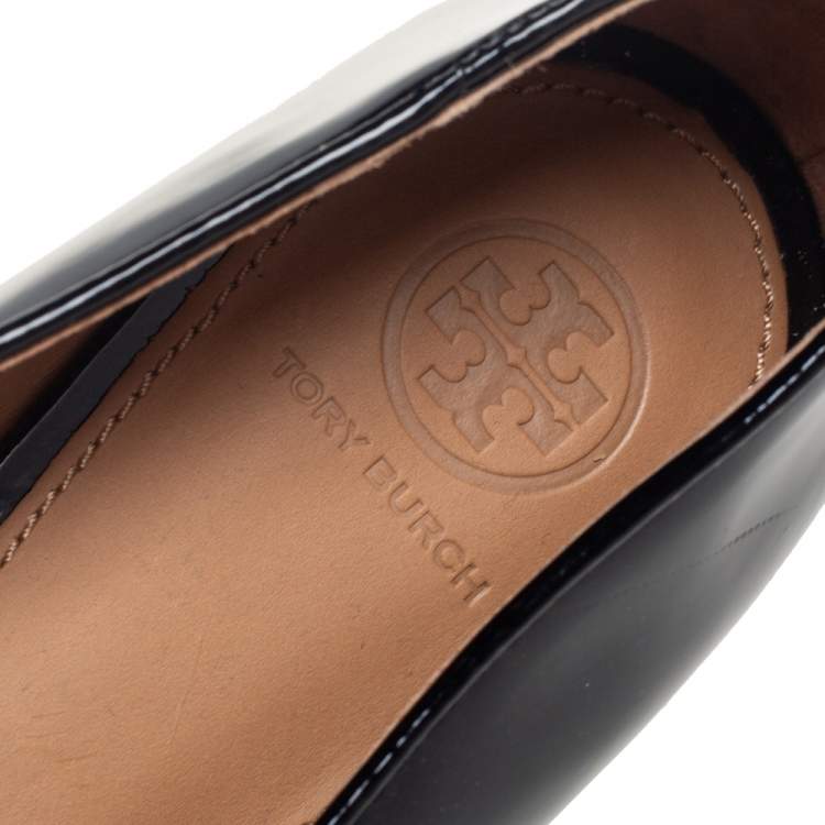 Pre Owned Tory Burch Black Patent Leather Reva Ballet Flat Size 39