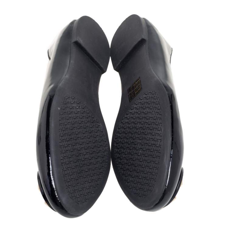 Pre Owned Tory Burch Black Patent Leather Reva Ballet Flat Size 39