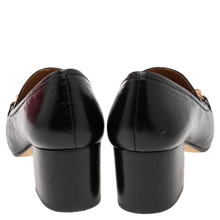 Pre Owned Tory Burch Black Leather Jessa Block Heel Pumps Size 39