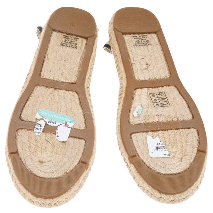Pre Owned Tory Burch Multicolor Striped Canvas Espadrille Flats Size 40
