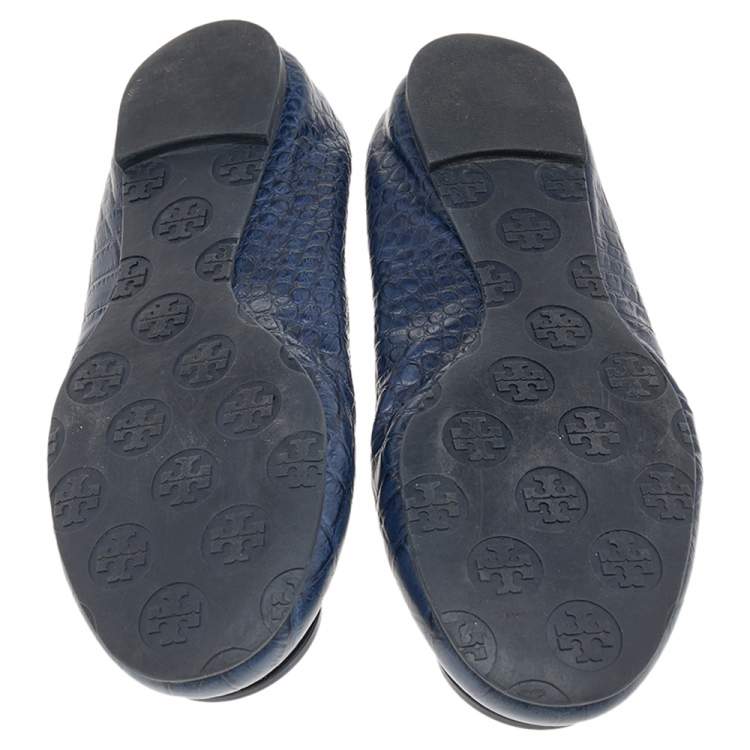 Pre Owned Tory Burch Blue Leather Ballet Flats Size 36.5
