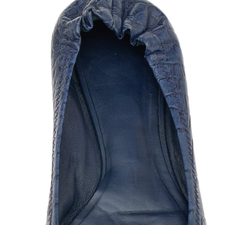 Pre Owned Tory Burch Blue Leather Ballet Flats Size 36.5