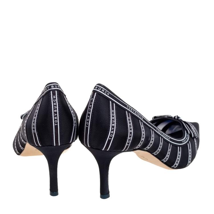 Pre Owned Tory Burch Black Penelope Mesh Pointed-Toe Pumps Size 39