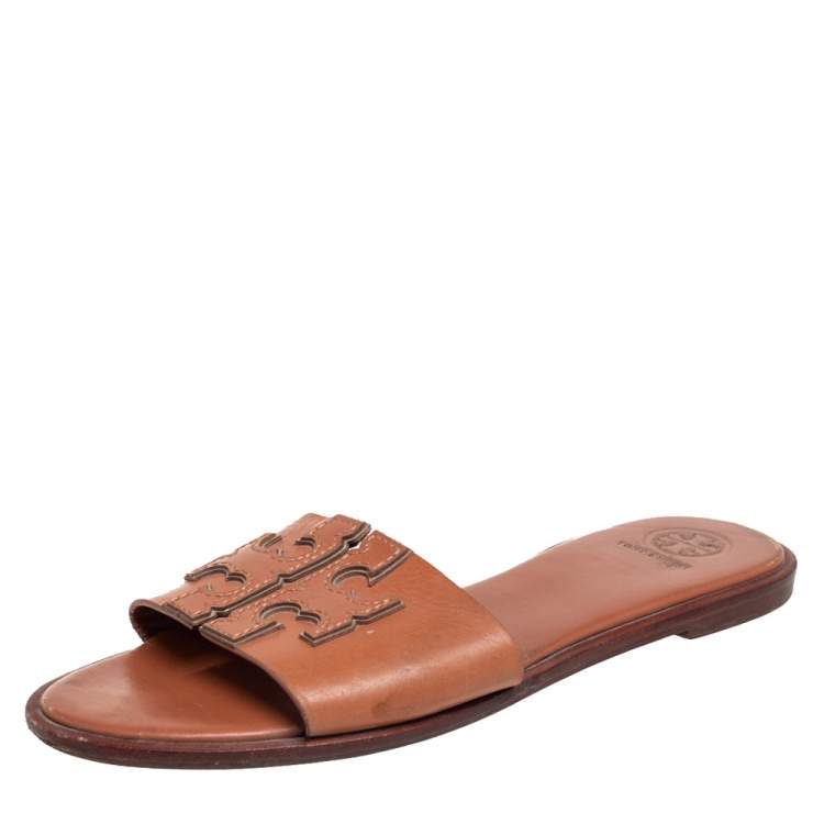 Tory Burch Brown Leather Ines Slide Sandals Size 38 Tory Burch | TLC