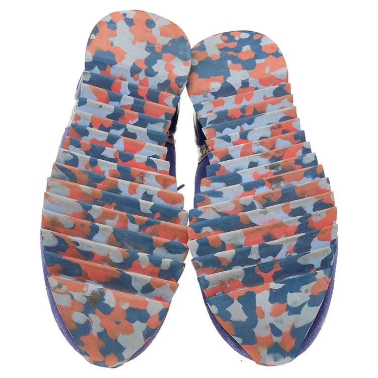 Pre Owned Tory Burch Multicolor Suede And Mesh Sawtooth Sneakers Size 38.5