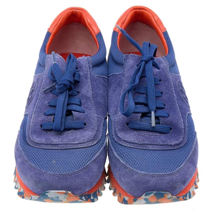 Pre Owned Tory Burch Multicolor Suede And Mesh Sawtooth Sneakers Size 38.5