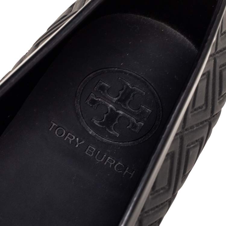 Pre Owned Tory Burch Black Jelly Blossom Ballet Flats Size 39.5