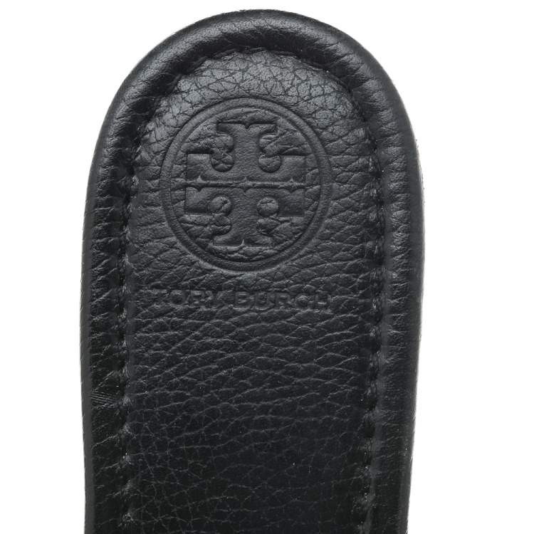 Pre Owned Tory Burch Black Leather Wedge Platform Sandals Size 41