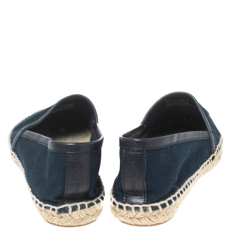 Pre Owned Tory Burch Navy Blue Canvas Angus Flat Espadrilles Size 37.5