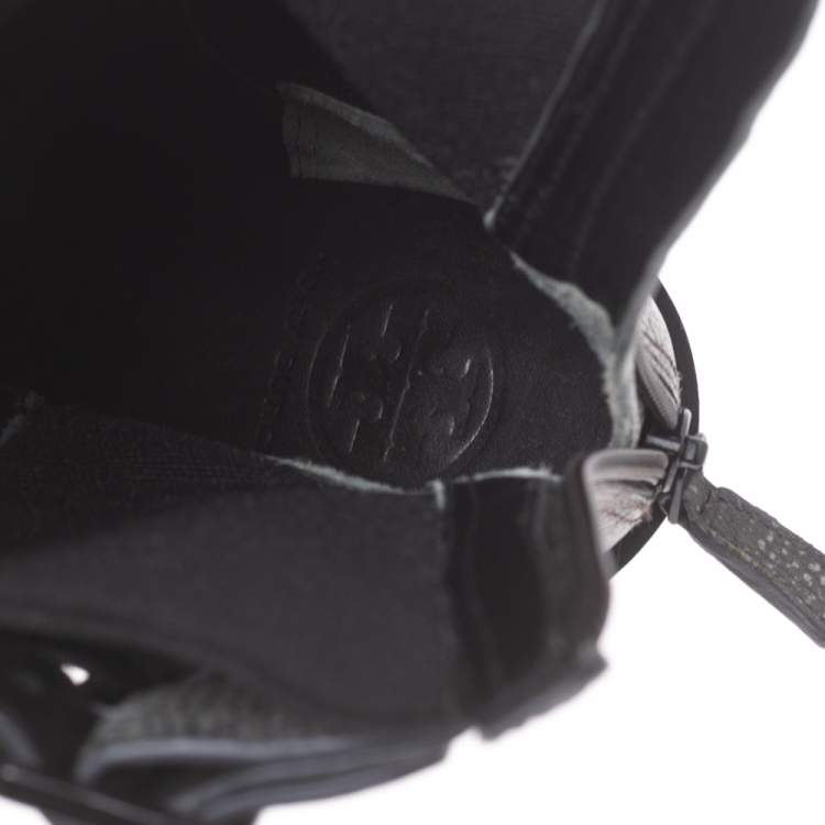 مملوكة مسبقًا Tory Burch Black Leather Broome Combat Boots Size 37.5