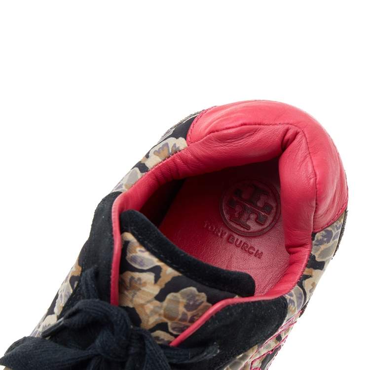 Pre Owned Tory Burch Multicolor Fabric And Leather Low Top Sneakers Size 38