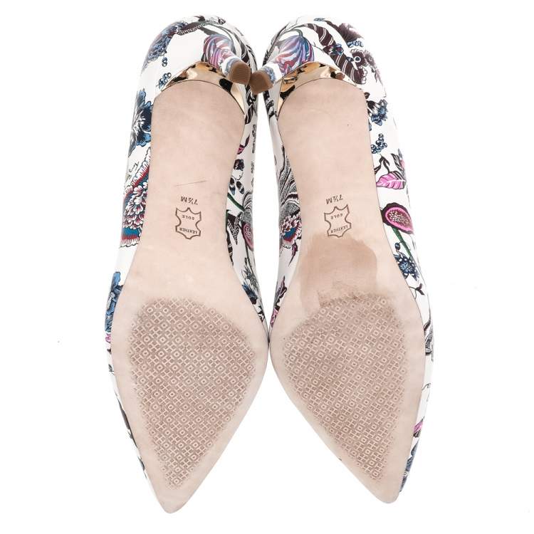 Pre Owned Tory Burch Multicolor Print Leather Happy Times Elana Pumps Size 38