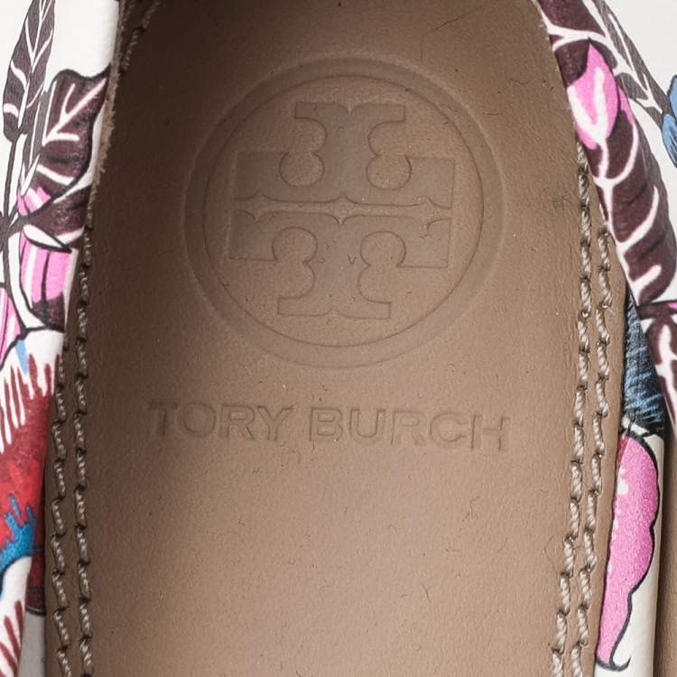 Pre Owned Tory Burch Multicolor Print Leather Happy Times Elana Pumps Size 38