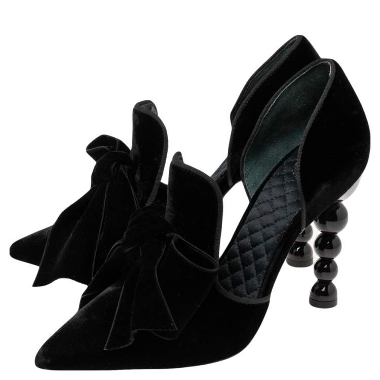 Pre Owned Tory Burch Black Velvet Clara Pumps Size 39