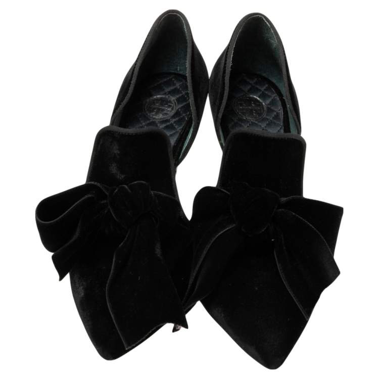 Pre Owned Tory Burch Black Velvet Clara Pumps Size 39