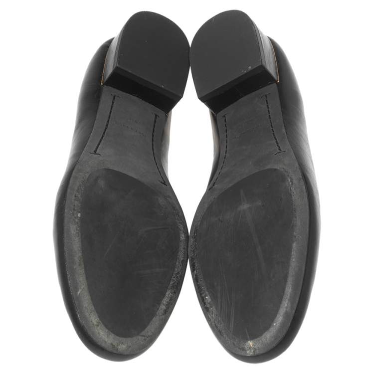 Pre Owned Tory Burch Black Leather Multi Logo Ballet Flats Size 38
