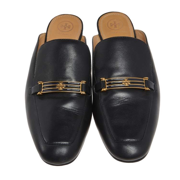 Pre Owned Tory Burch Black Leather Amelia Mule Sandals Size 40