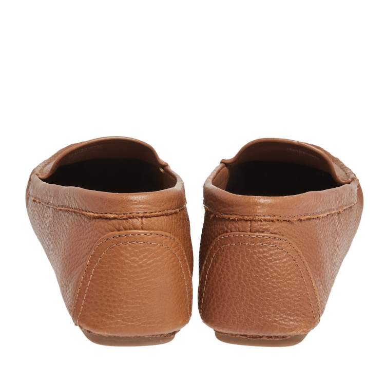 Pre Owned Tory Burch Brown Leather Slip On Loafers Size 39
