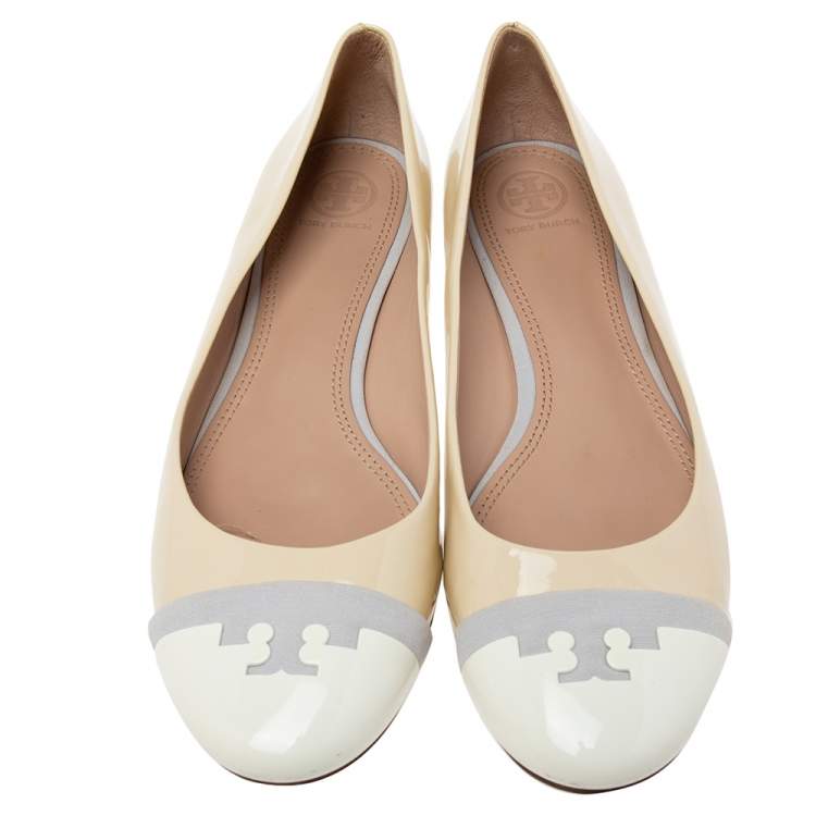 Pre Owned Tory Burch Tricolor Patent Leather Ballet  Flats Size 39