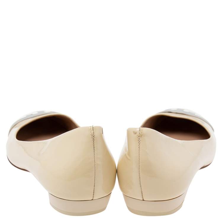 Pre Owned Tory Burch Tricolor Patent Leather Ballet  Flats Size 39