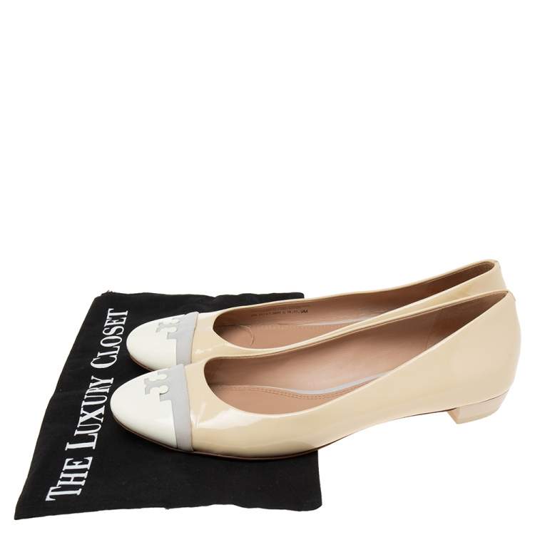 Pre Owned Tory Burch Tricolor Patent Leather Ballet  Flats Size 39