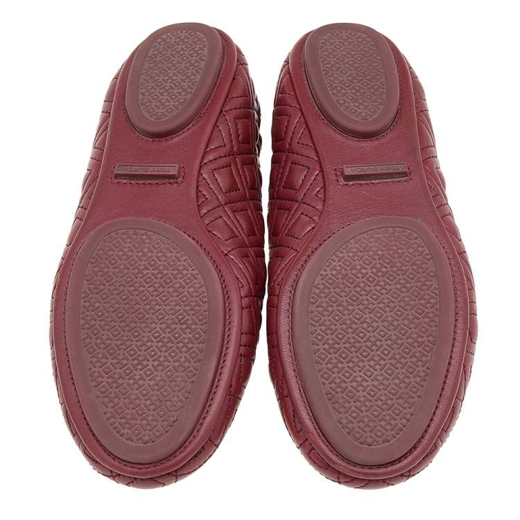 Pre Owned  Tory Burch Brown Quilted Leather Minnie Ballet Flats Size 36