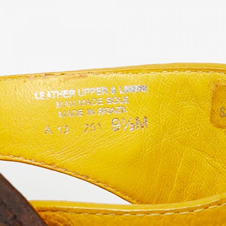 Pre Owned Tory Burch Yellow Leather Benton Flat Thongs Size 40