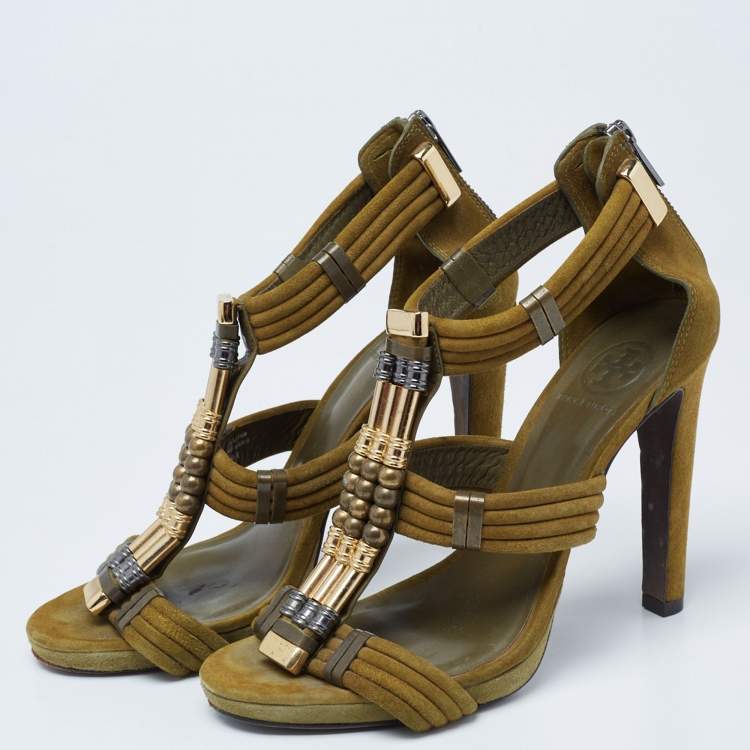 Tory Burch Olive Green Suede Beaded Gladiator Sandals Size 39 Tory Burch |  TLC