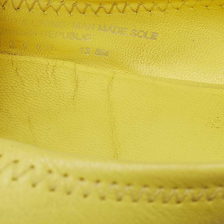 Pre Owned Tory Burch Yellow Leather Scrunch Ballet Flats Size 38