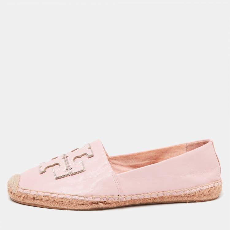 Pre Owned Tory Burch Pink Leather Espadrille Flats Size 38