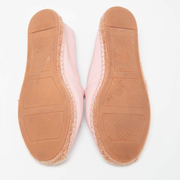 Pre Owned Tory Burch Pink Leather Espadrille Flats Size 38