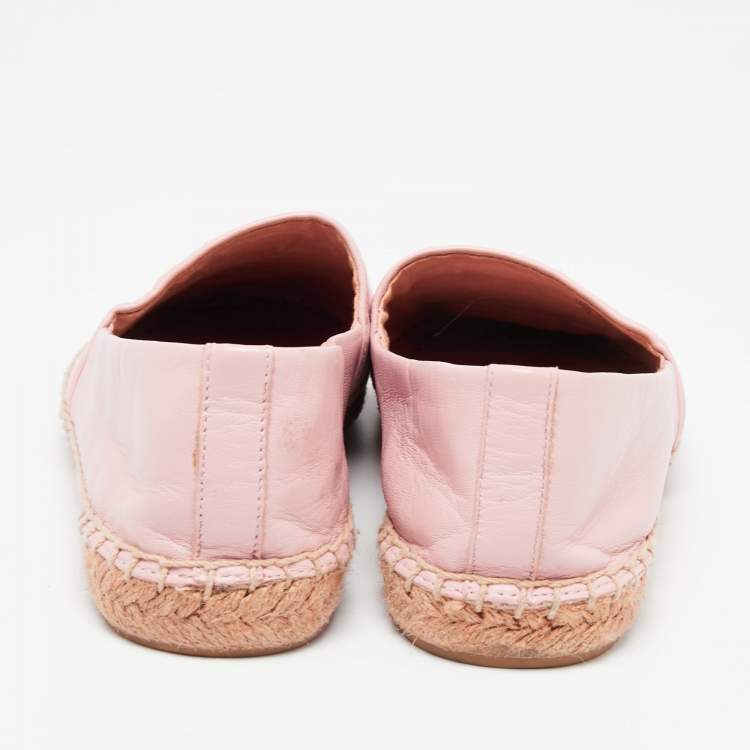 Pre Owned Tory Burch Pink Leather Espadrille Flats Size 38