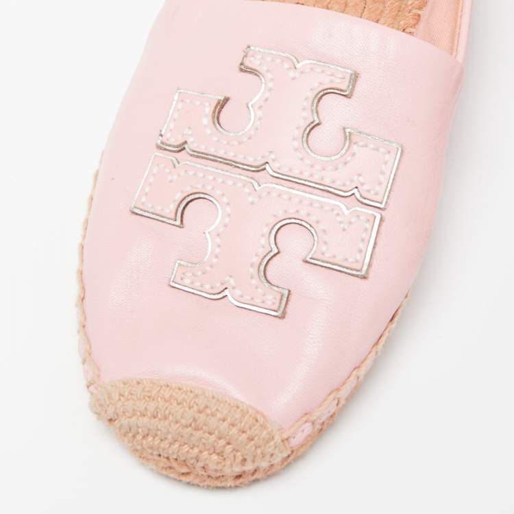 Pre Owned Tory Burch Pink Leather Espadrille Flats Size 38