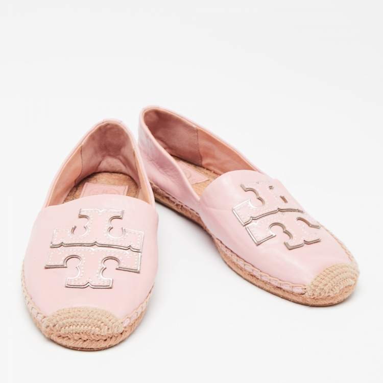 Pre Owned Tory Burch Pink Leather Espadrille Flats Size 38
