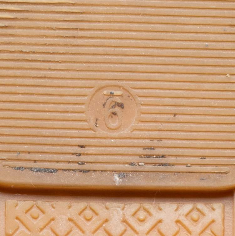 Pre Owned Tory Burch Royal Blue/Black Leather Flat Espadrilles Size 39.5