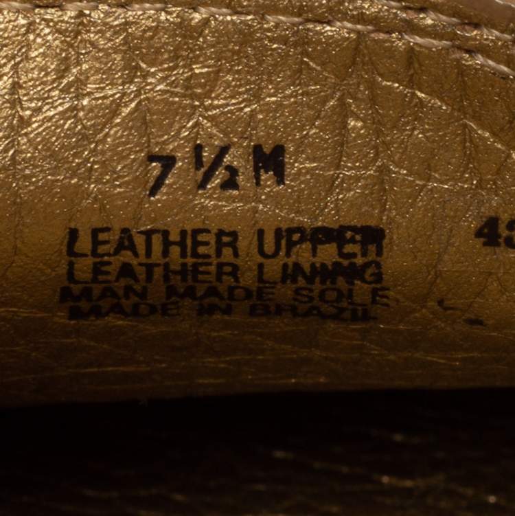 Pre Owned Tory Burch Gold Leather Kendrick Loafers Size 38
