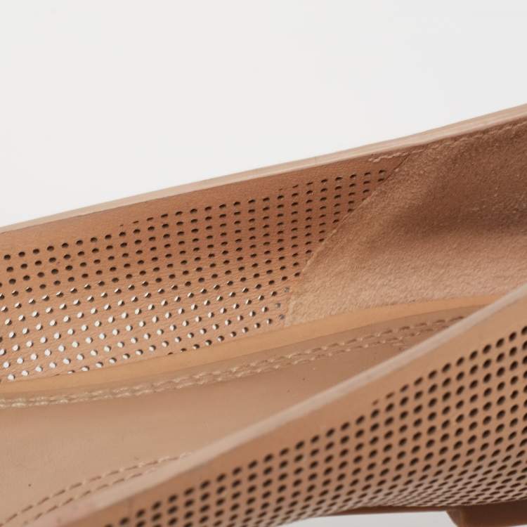 Pre Owned Tory Burch Beige Leather Reva Ballet Flats Size 36