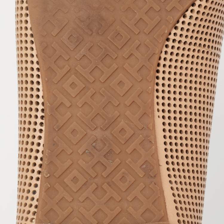 Pre Owned Tory Burch Beige Leather Reva Ballet Flats Size 36