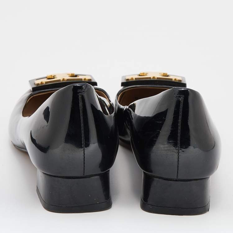 Pre Owned Tory Burch Black Patent Leather Gigi Ballet Flats Size 39