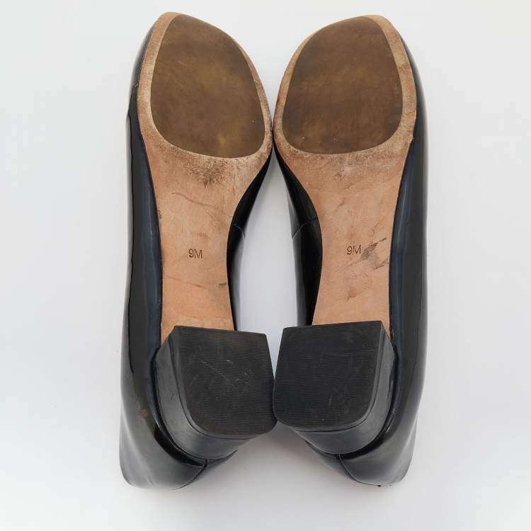 Pre Owned Tory Burch Black Patent Leather Gigi Ballet Flats Size 39