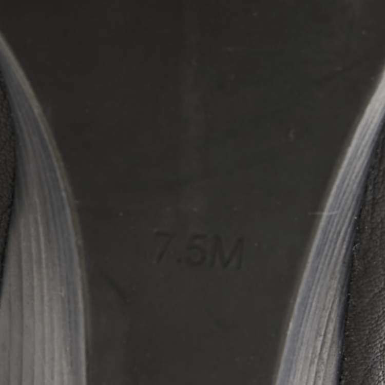 Pre Owned Tory Burch Black Leather Bow Detail Trudy Round Toe Wedge Pumps Size 37.5