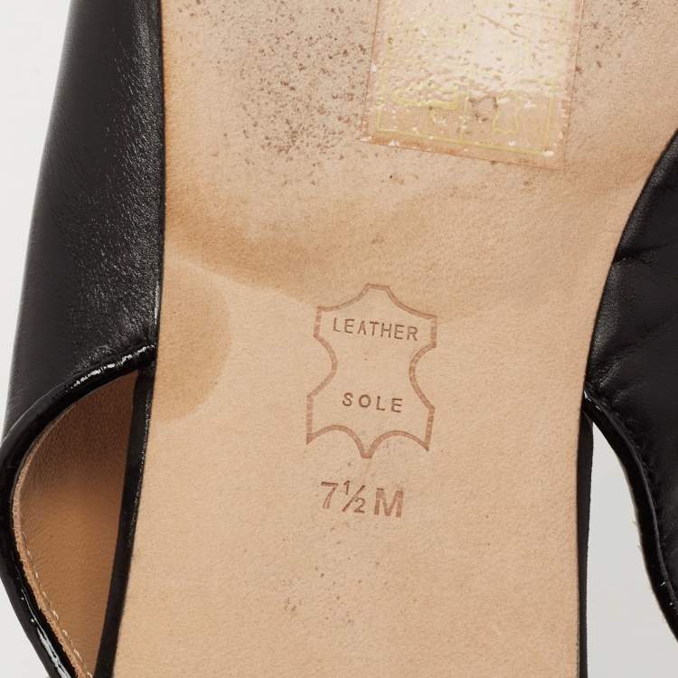Pre Owned Tory Burch Black Leather Kira Pointed Toe Slingback Flats Size 37.5