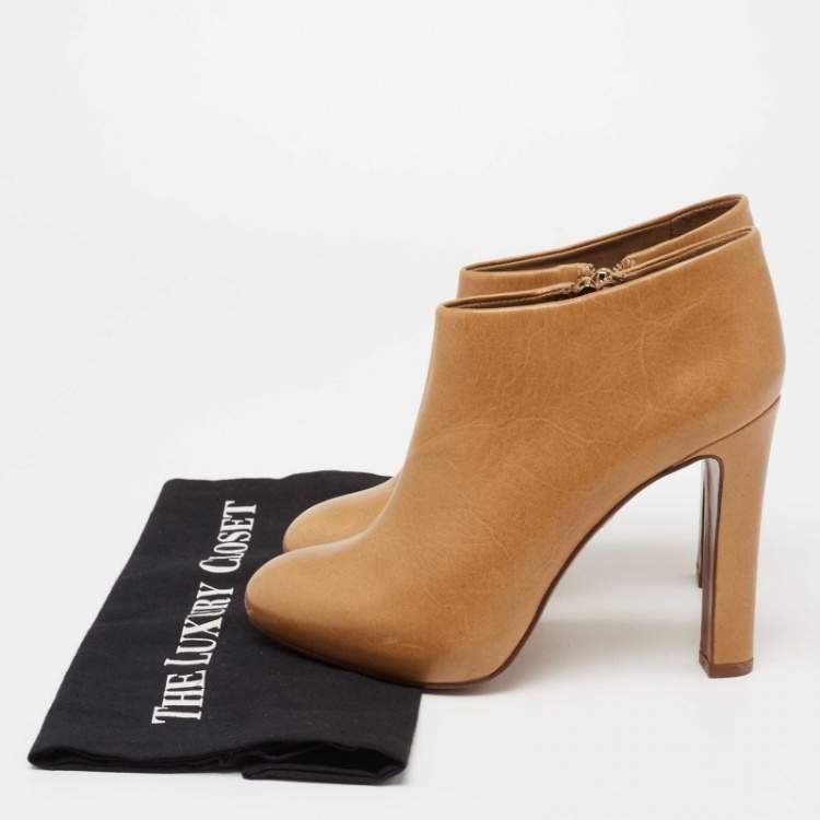 مملوكة مسبقًا Tory Burch Tan Leather Ankle Booties Size 38