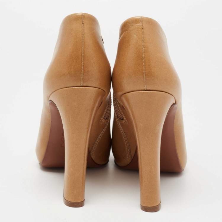 مملوكة مسبقًا Tory Burch Tan Leather Ankle Booties Size 38