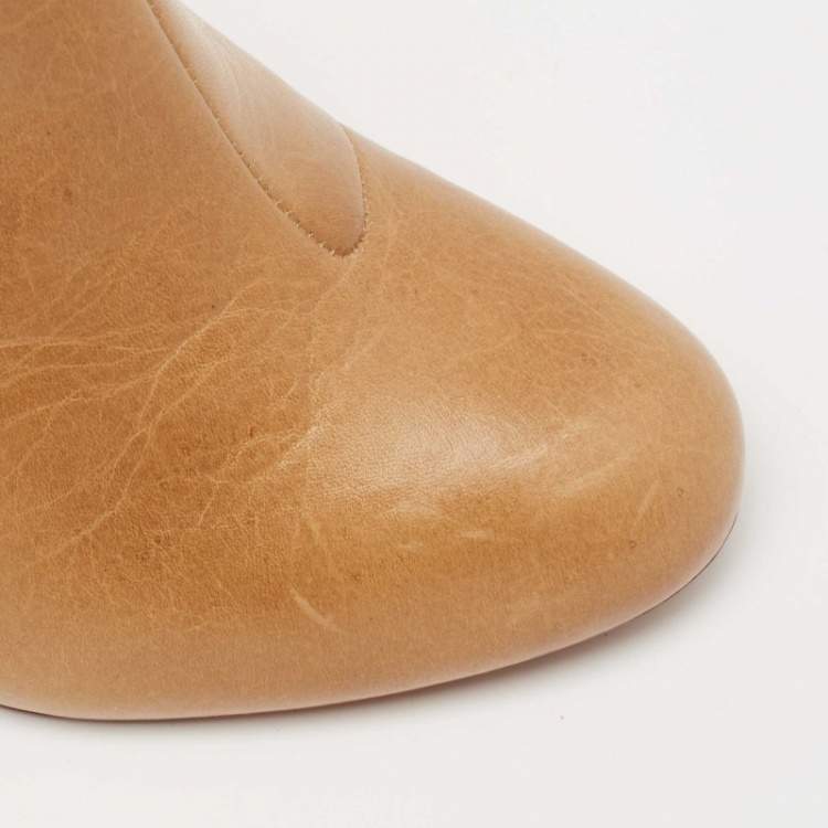 مملوكة مسبقًا Tory Burch Tan Leather Ankle Booties Size 38