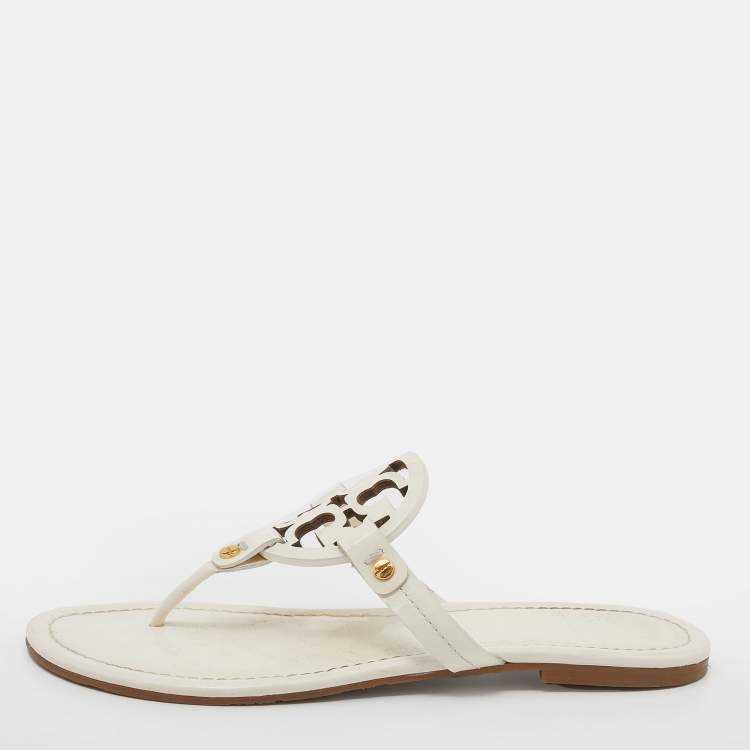 Pre Owned Tory Burch White Patent Leather Miller Thong Flats Size 39