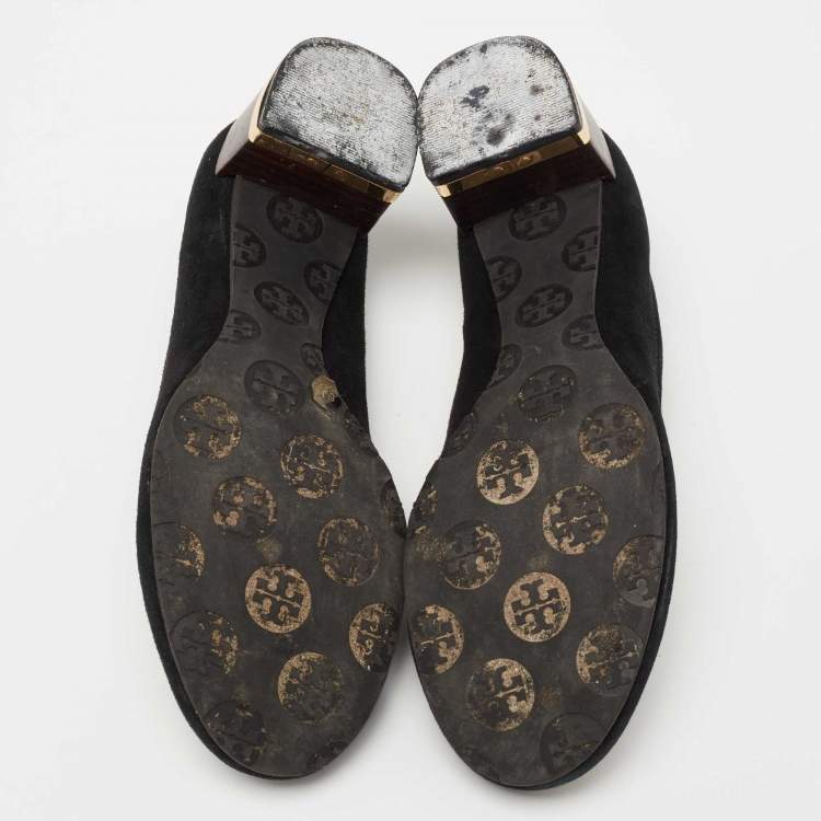 Pre Owned Tory Burch Black Suede Block Heel Pumps Size 36.5