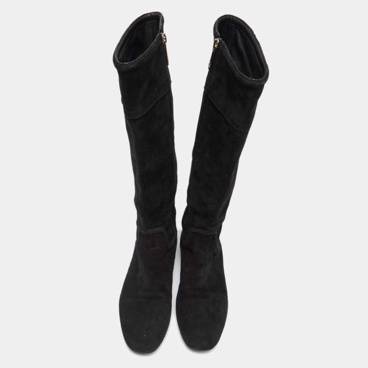 Pre Owned Tory Burch Black Suede Irene Calf Length Boots Size 39